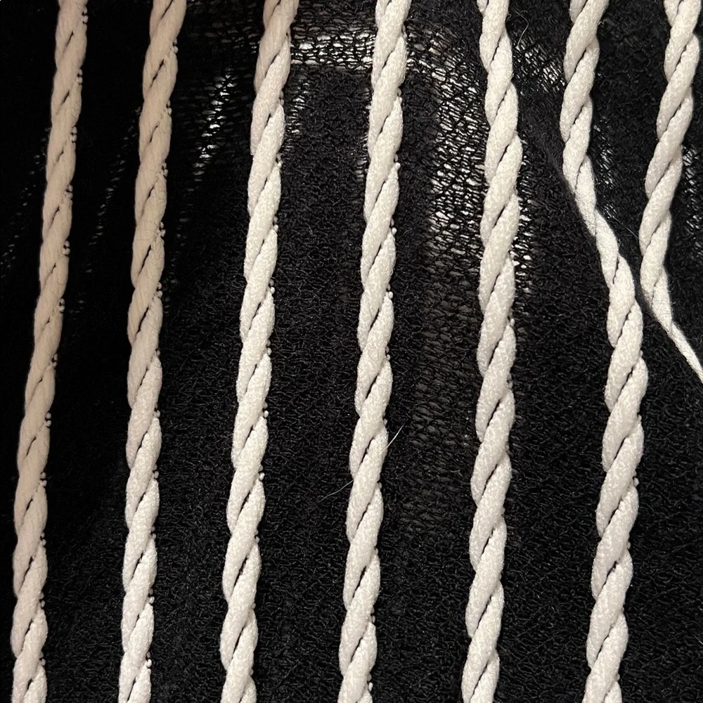 English Factory Women’s Cropped Knit Top Black/white cabled stripes Size Small